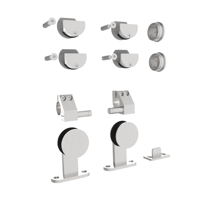Tolóajtó vasalat garnitúra -vezetőcsőre INOX