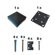 Base of post Al with accessories. anthracite 130x130mm