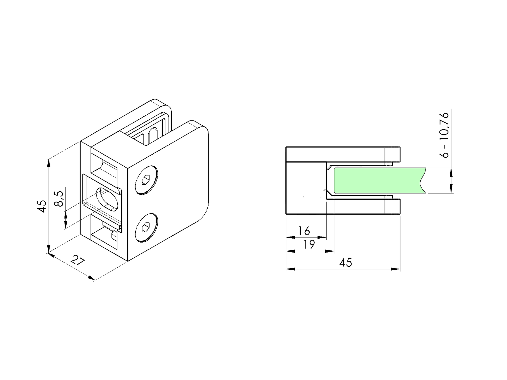 Tengelyirányú üvegmegfogók