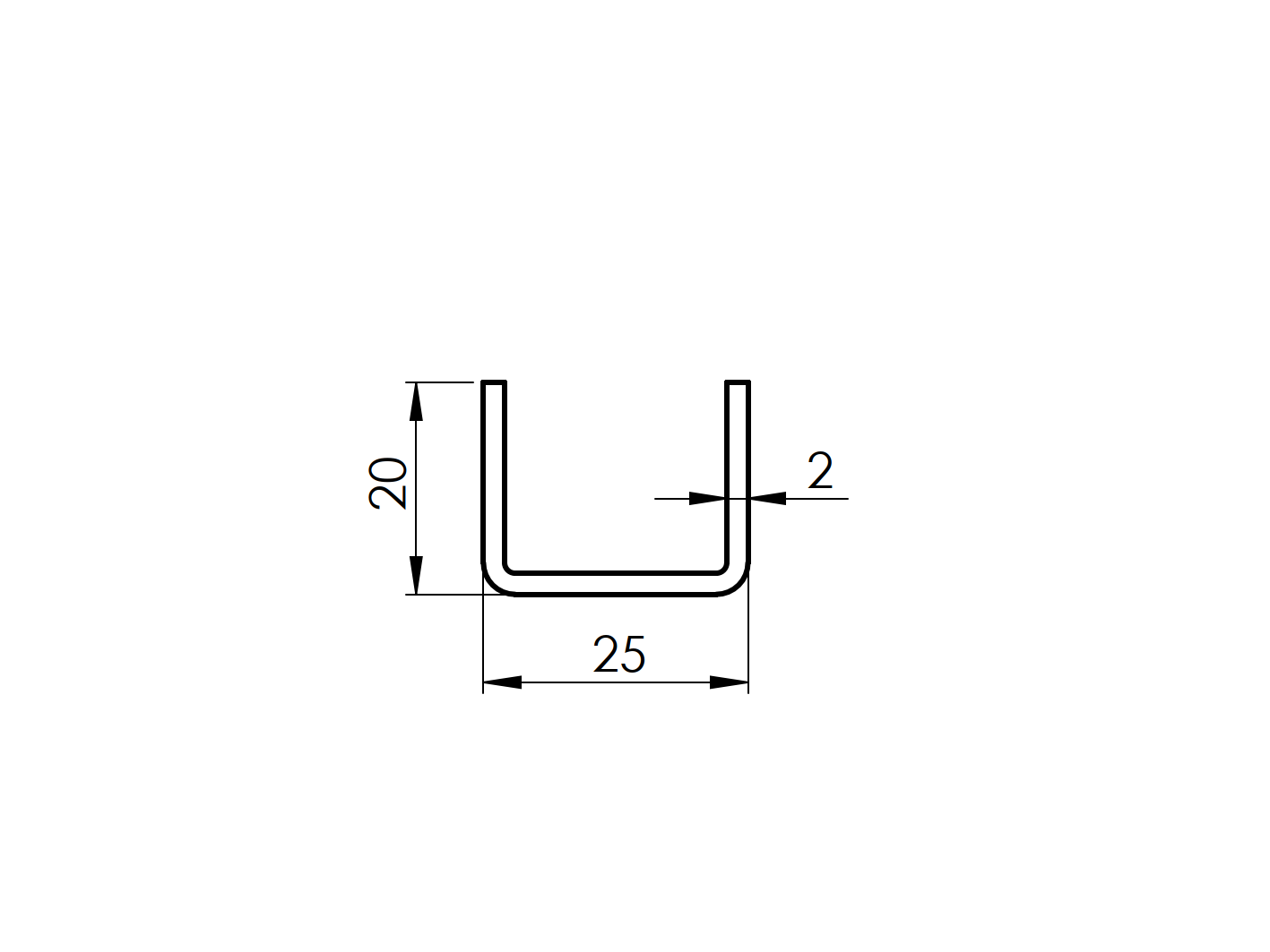 Profil pozinkovaný  U 20x25x20x2 mm - 6000