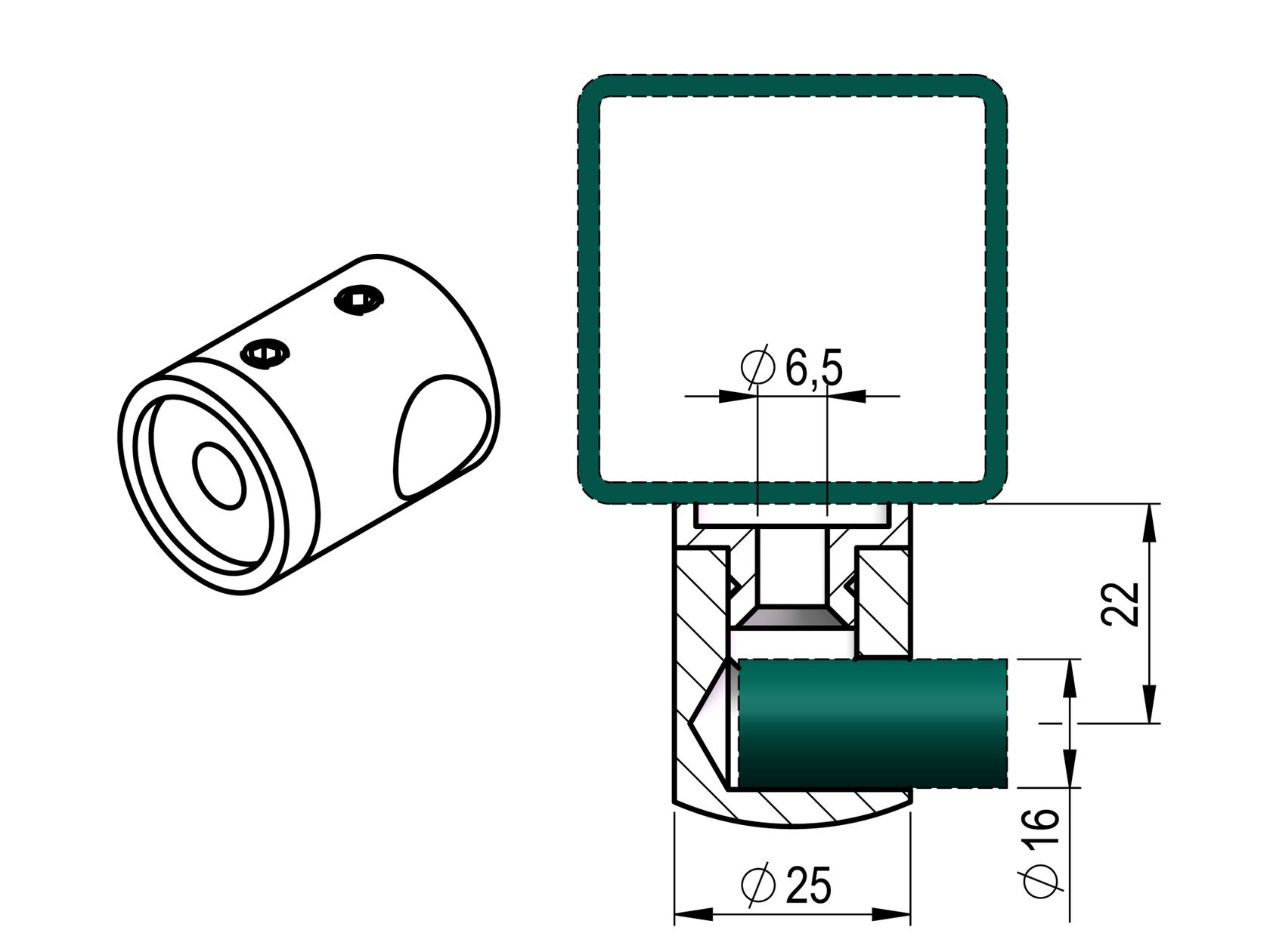 Pálcatartó zártszelvényre (jobbos)