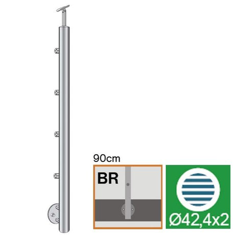 Oldalsó rögzítésű oszlop pálcás korláthoz