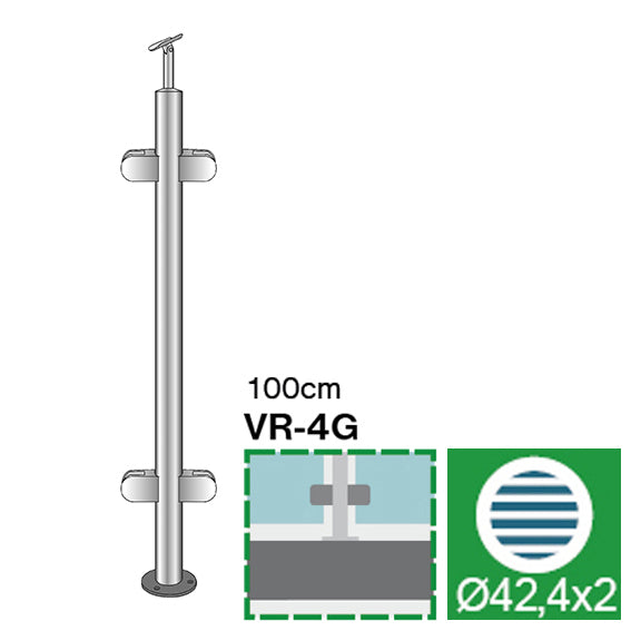 Felső rögzítésű középső oszlop üvegkorláthoz