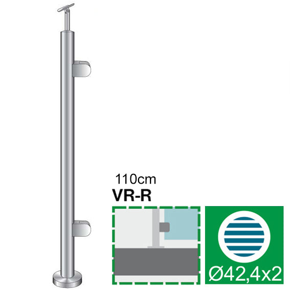 Felső rögzítésű, jobbos oszlop üvegkorláthoz