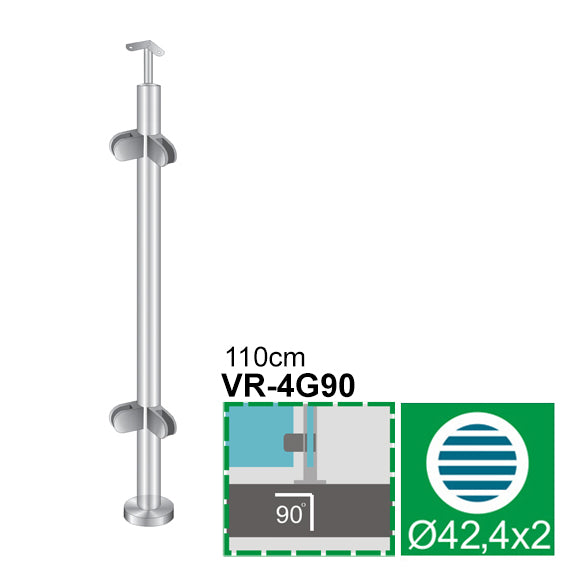 Felső rögzítésű sarokoszlop üvegkorláthoz