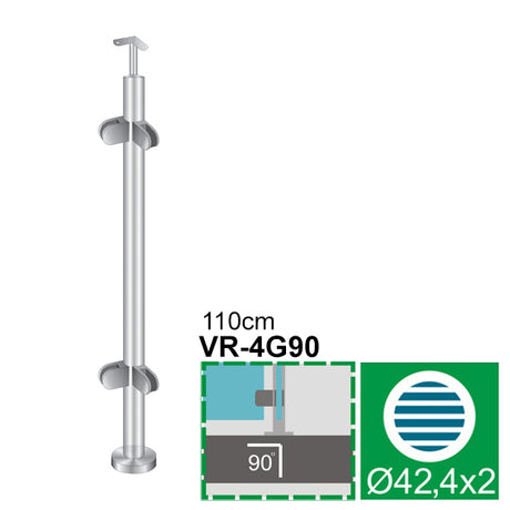 Felső rögzítésű sarokoszlop üvegkorláthoz