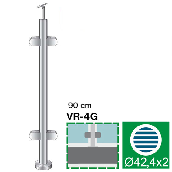 Felső rögzítésű, középső oszlop üvegkorláthoz
