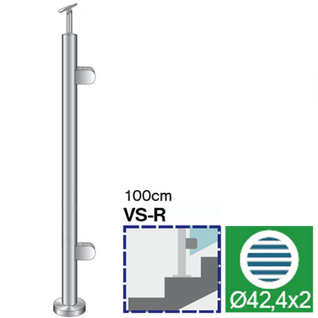 Felső rögzítésű, jobbos oszlop üvegkorláthoz