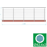Rozsdamentes pálcás korlát, L: 6000 mm