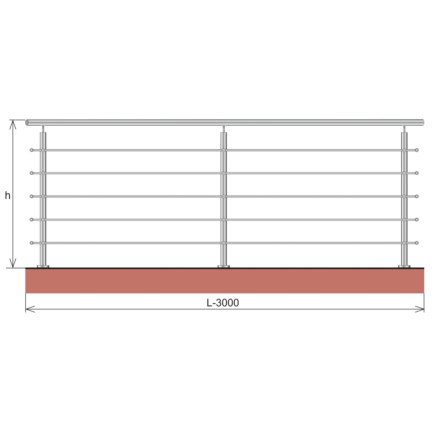 Rozsdamentes pálcás korlát, AISI316, 3000x1000