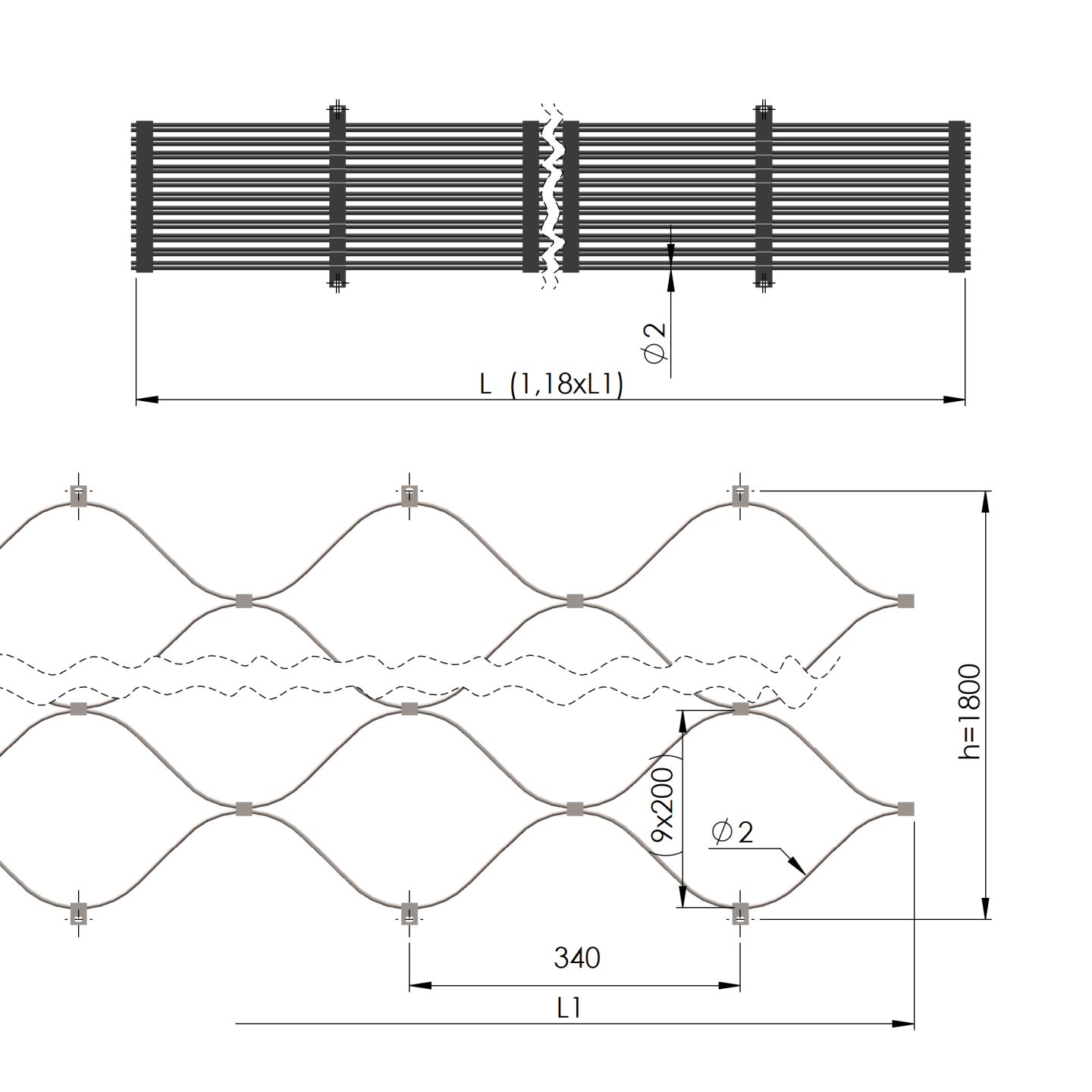 Saválló sodronyháló korlátra.