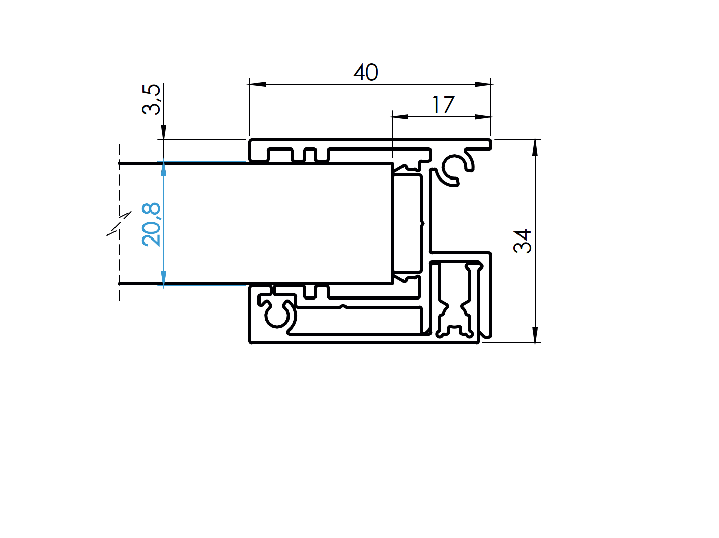 Alumínium kerítés adapter készlet 20 - 1200 mm kitöltéshez