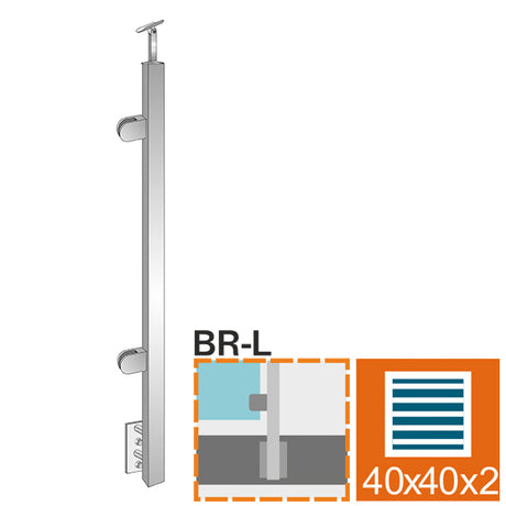 Oldalsó rögzítésű, balos oszlop üvegkorláthoz