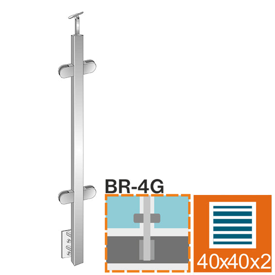 Oldalsó rögzítésű középső oszlop üvegkorláthoz