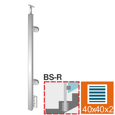 Oldalsó rögzítésű, jobbos oszlop üvegkorláthoz