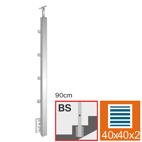Oldalsó rögzítésű oszlop pálcás korláthoz lépcsőre