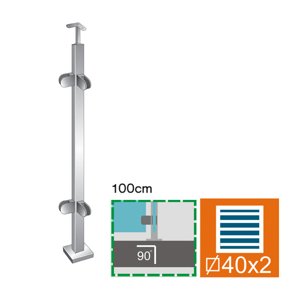 Felső rögzítésű sarokoszlop üvegkorláthoz