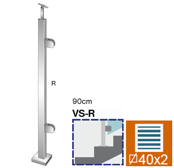 Felső rögzítésű, jobbos oszlop üvegkorláthoz