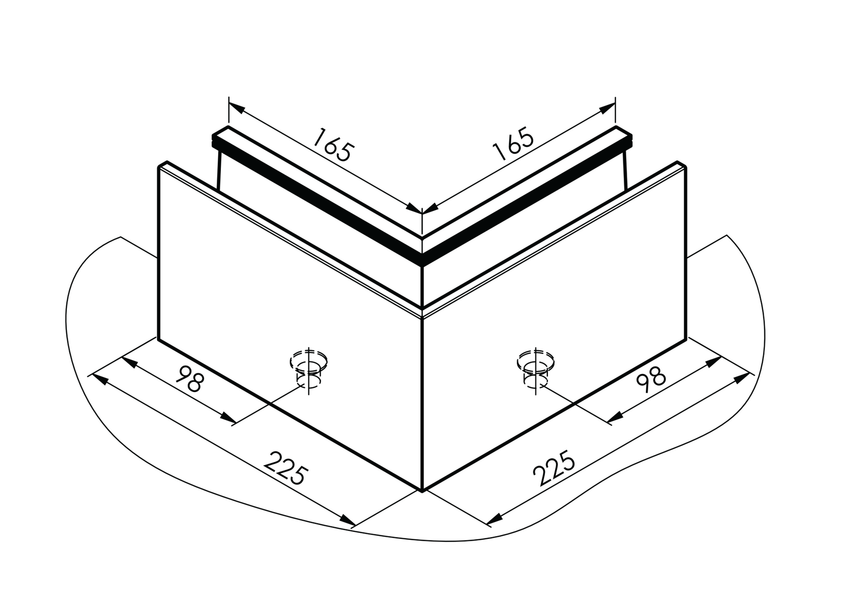 Alumínium profil - belső sarok (3kN)
