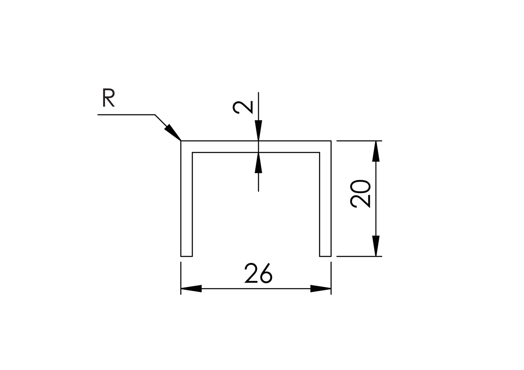 Alumínium "U" profil AL-elox