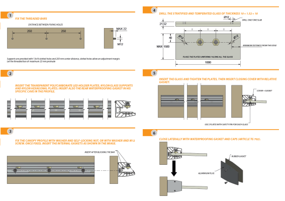 Előtető aluprofil síküveghez 73x118x3000 mm +1.5