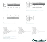 Alumínium profil üveg előtetőhöz /-2°/