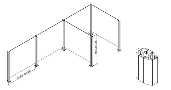 Aluminium galéria korlát sarok R