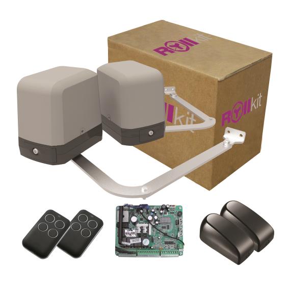 Rollkit csuklós hajtás kétszárnyú kapuhoz, fotocellákkal ellátott kész