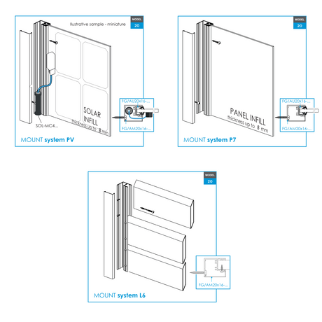 Alumínium kerítés adapter táblás kitöltésekhez 1-8mm - 6000mm