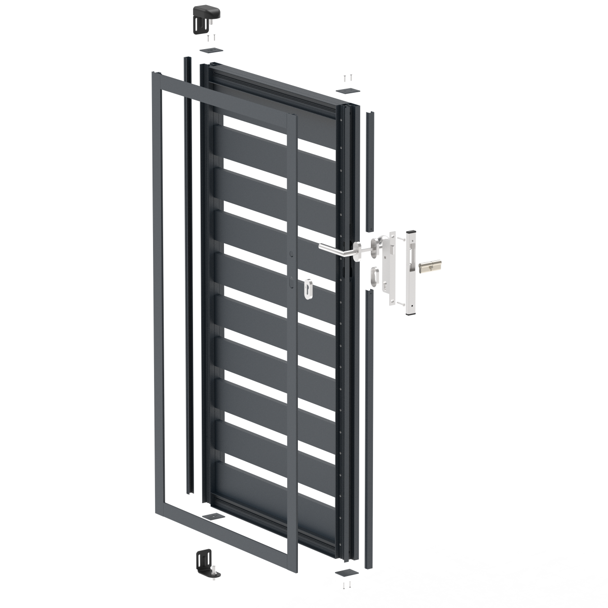 Egyszárnyú kapu 1,025x1,50m 20x100 R7016 kitöltéssel - készlet