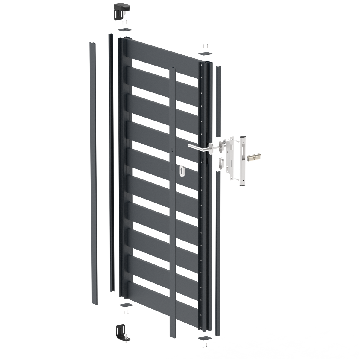 Egyszárnyú kapu 1,025x1,50m 20x100 R7016 kitöltéssel - készlet