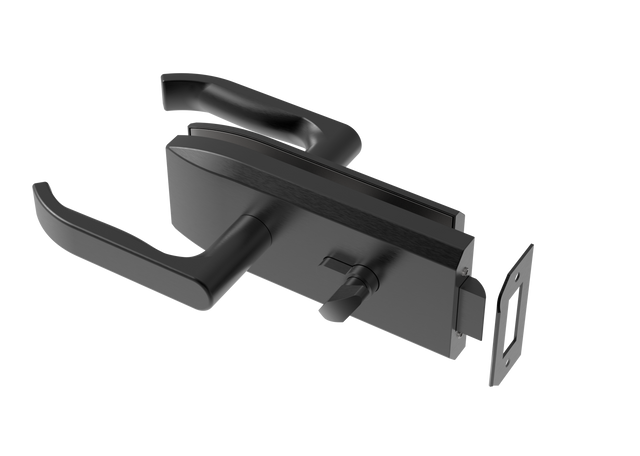 Rozsdamentes zárszerkezet üvegajtóhoz t 8,10,12mm BLACK