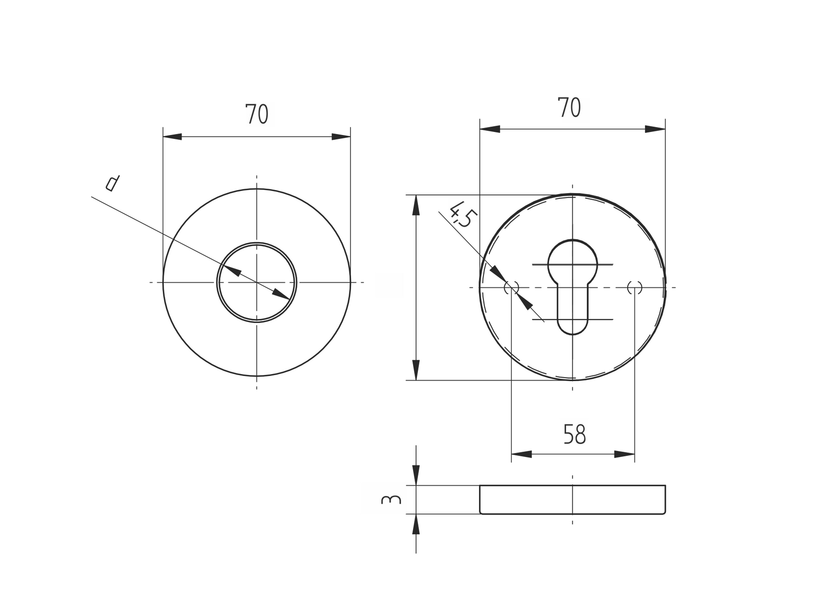 Zárcímke-biztonsági betétre D70, t3mm