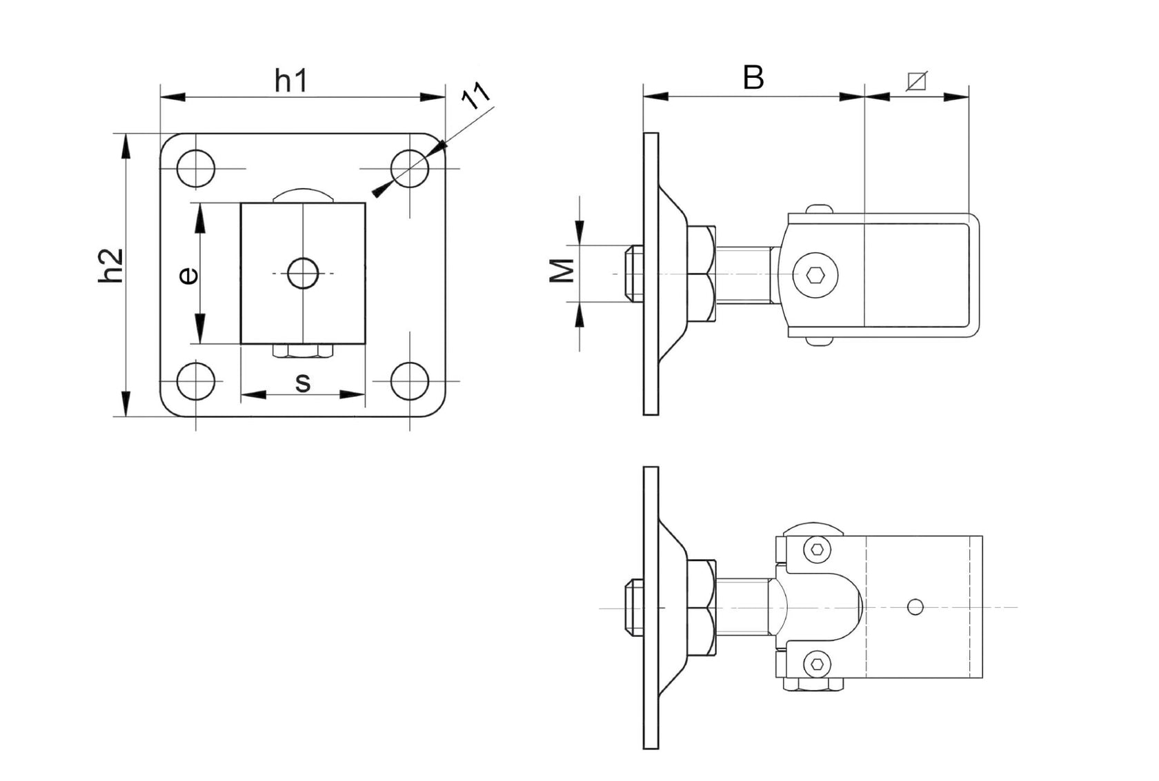 Talpas kapuforgáspont Zn, M20, 100x100mm