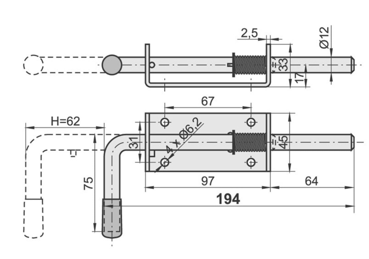 Tolózár Zn, L200mm