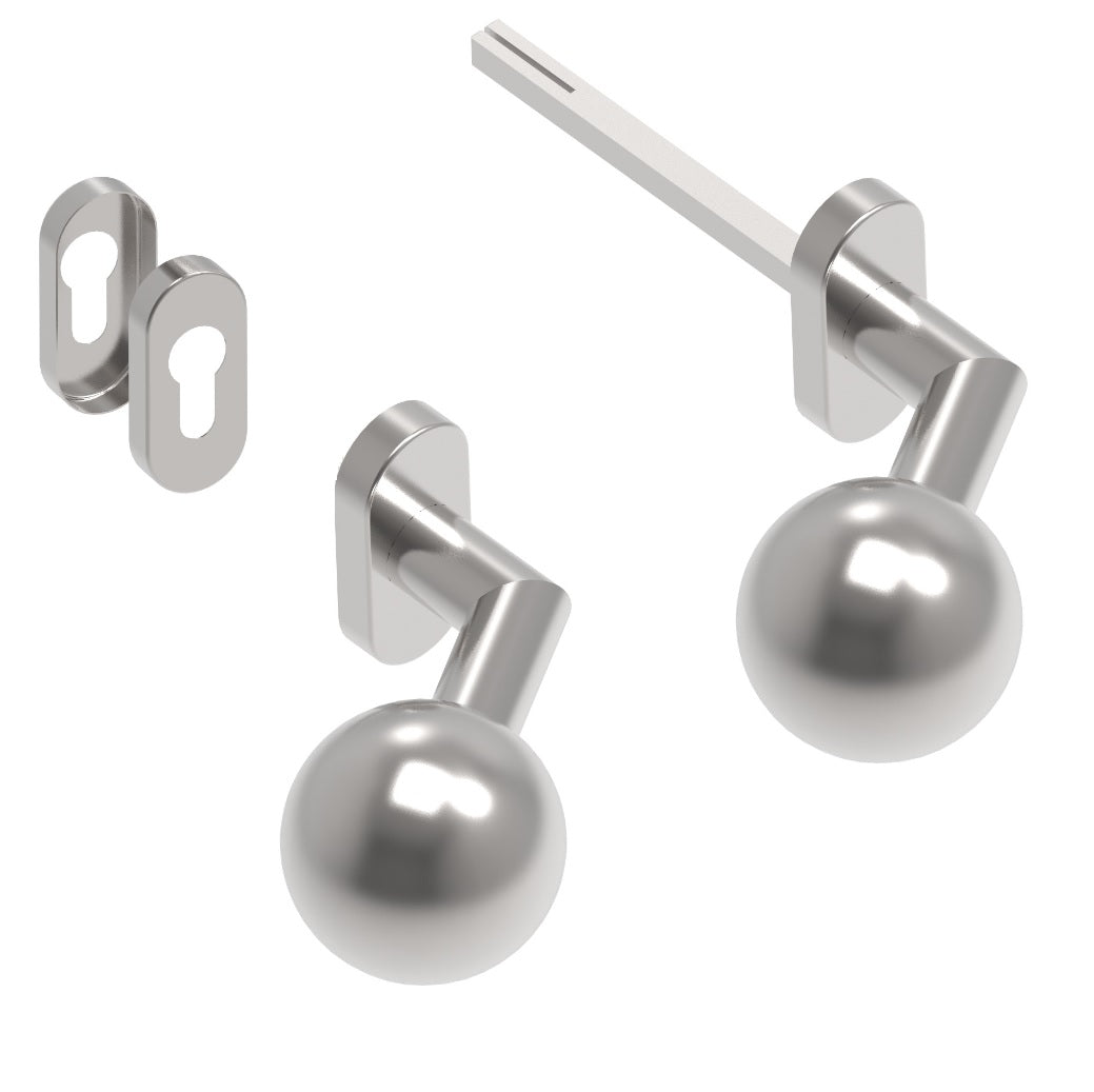 Kilincs és fix gömb - balos, rozsdamentes