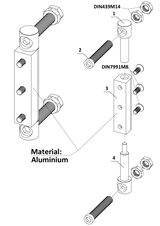 Állítható csukló csavarozható kivitelben, rozsdamentes acél/alumínium