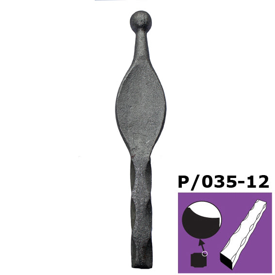 Kovácsoltvas csúcsdísz- gömbvégű h150mm