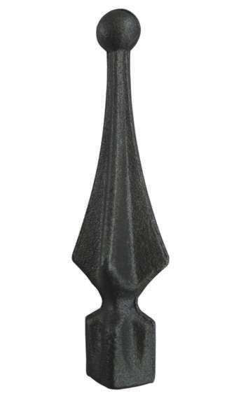 Kovácsoltvas csúcsdísz- gömbvégű h115, b22x22, n17