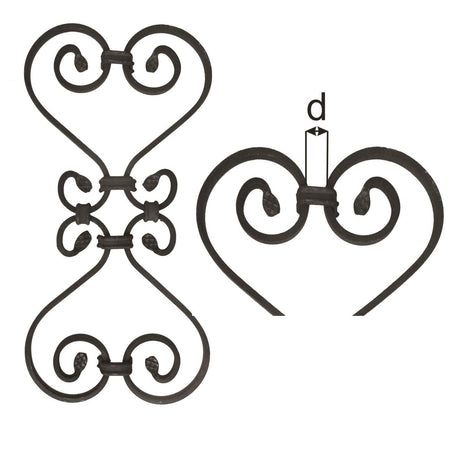 Díszelem 410x200, 12x6, d12x12mm