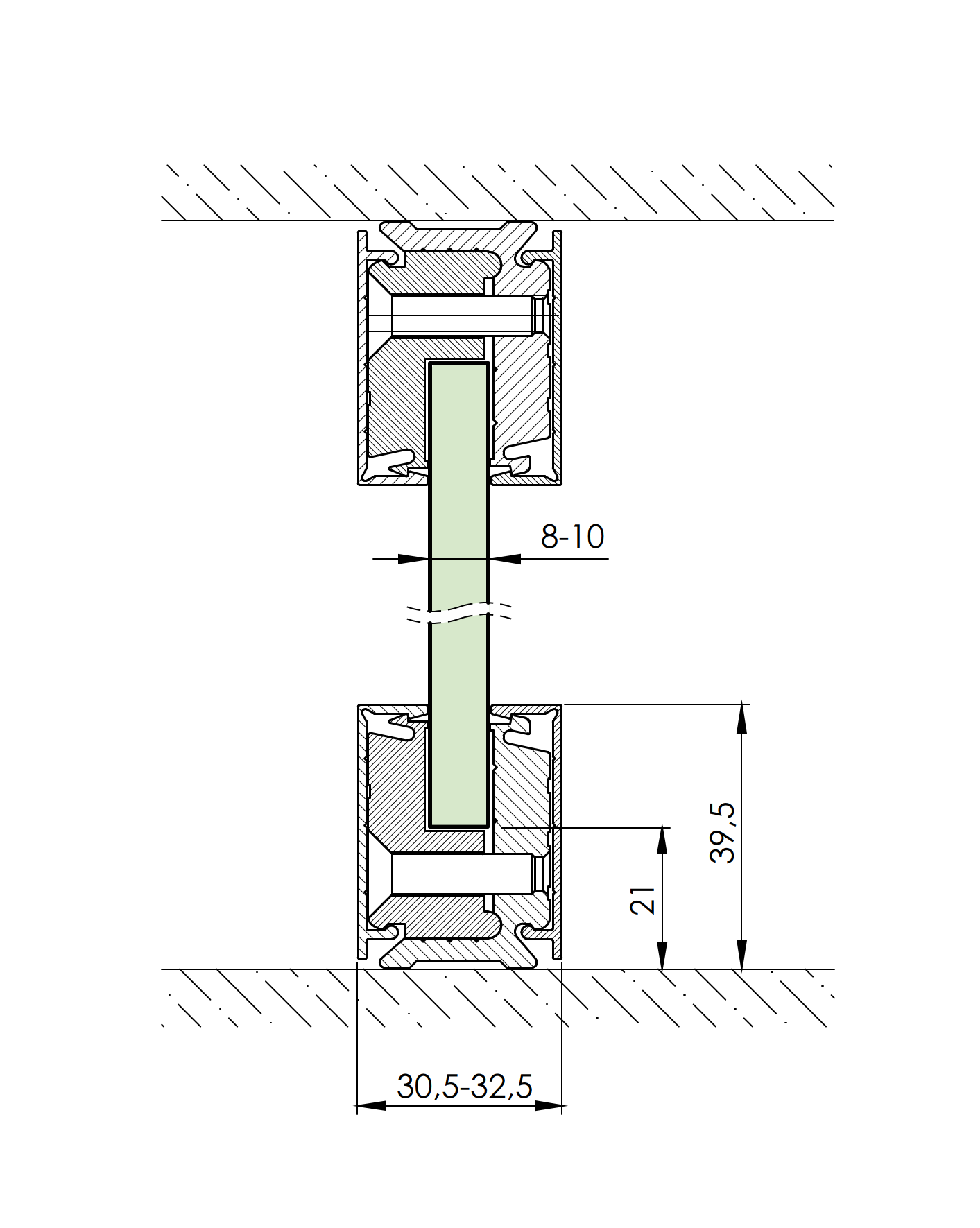Alumínium profil üveghez, takaróval H40