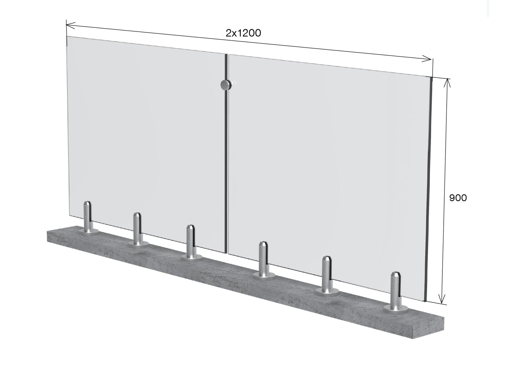 Üvegelt franciaerkély rozsdam. lábakon 1.0 kN