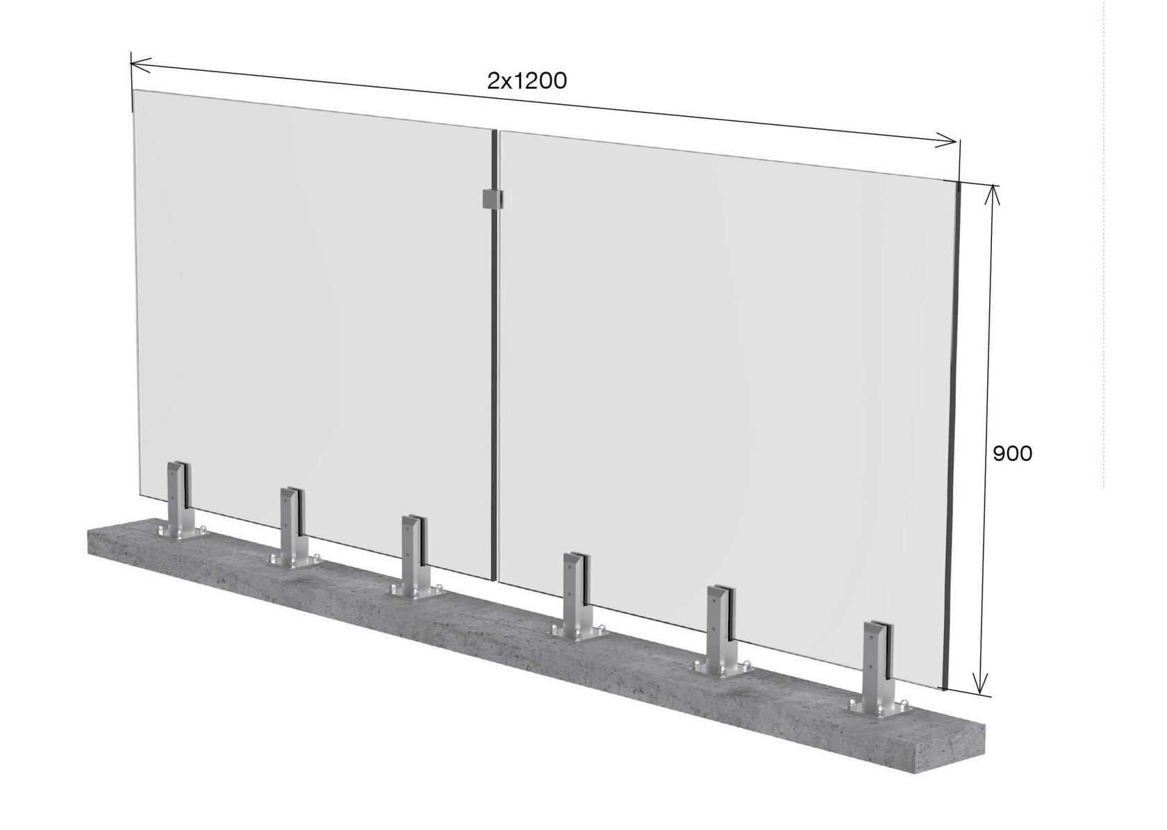 Vonalmenti üvegkorlát szett spigot oszlopokkal