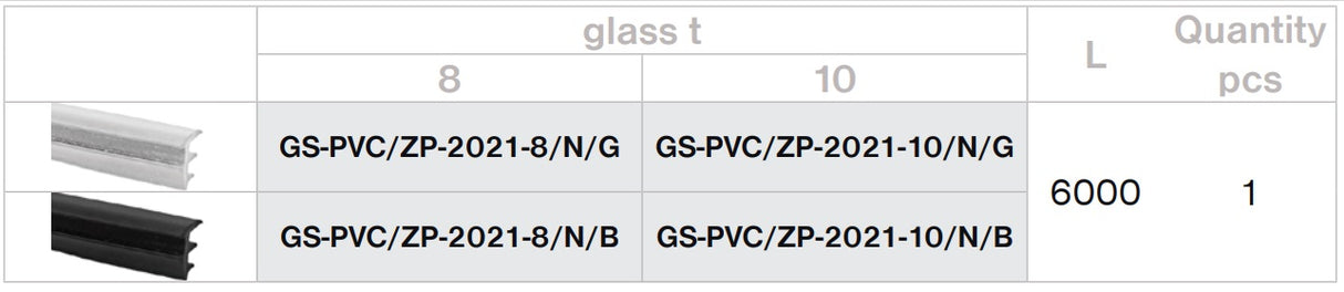 Alumín. U profill üveg válaszfalhoz-20x21mm, L3000