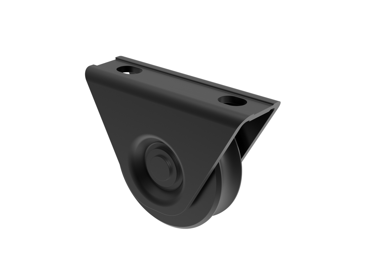 Csavarozható talpú tolókapu görgő/d16mm U, D80, fekete