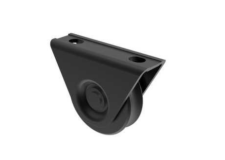 Csavarozható talpú tolókapu görgő/d16mm U, D80, fekete