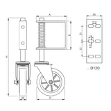 Lengőkapu alsó kerék, rugóval