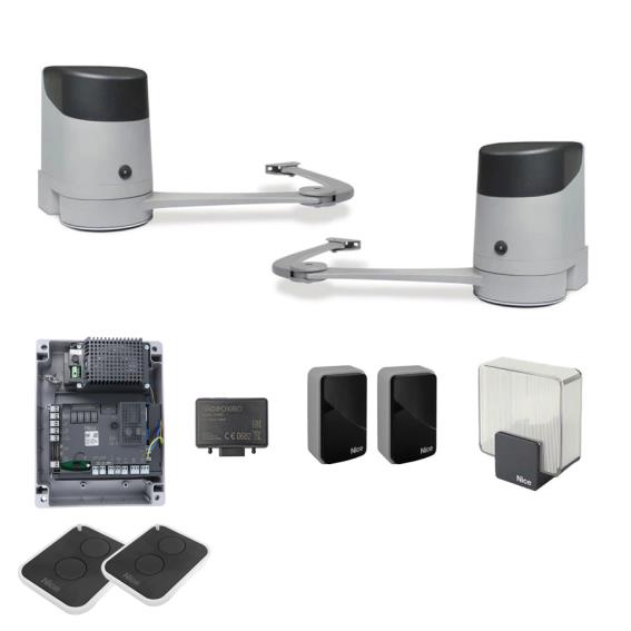 Nice csuklós meghajtás kétszárnyú kapuhoz, fotocellákkal szett