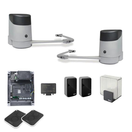 Nice csuklós meghajtás kétszárnyú kapuhoz, fotocellákkal szett