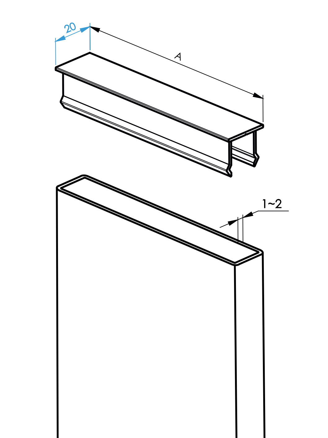20x80x1 függőleges töltőfedél - R7016